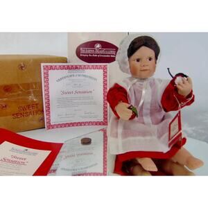 New Ashton Drake SWEET SENSATIONS Amish 8" DOLL Red Dress Apples Natures Bounty